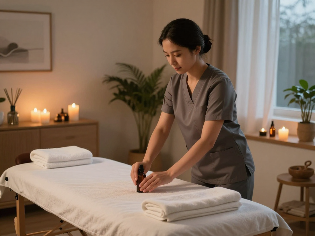 Experience premium 금천구출장안마 services at home in a relaxing atmosphere with professional therapist and calming elements.